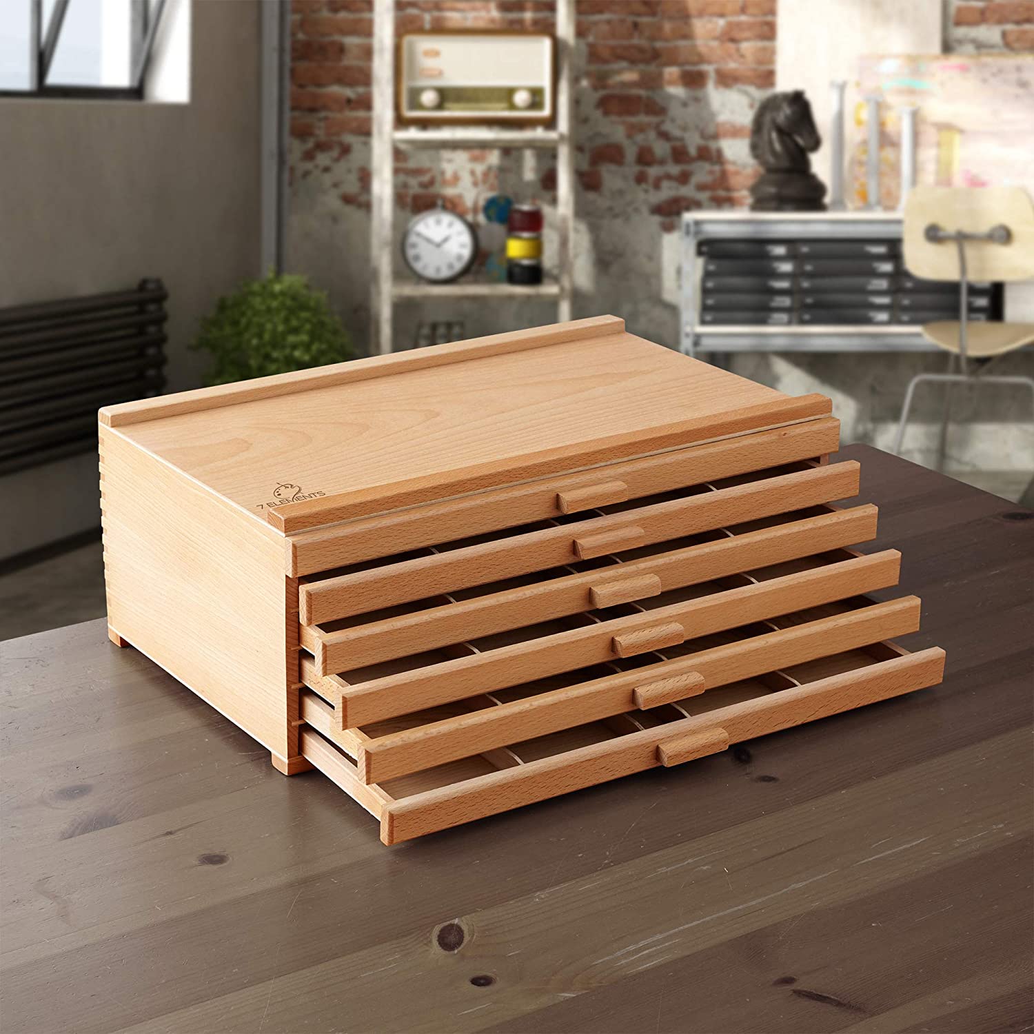Wooden Drawer, Artist Storage Supply Box for Pastels, Pencils, Pens, Markers, Brushes and Tools-Toppalletfly