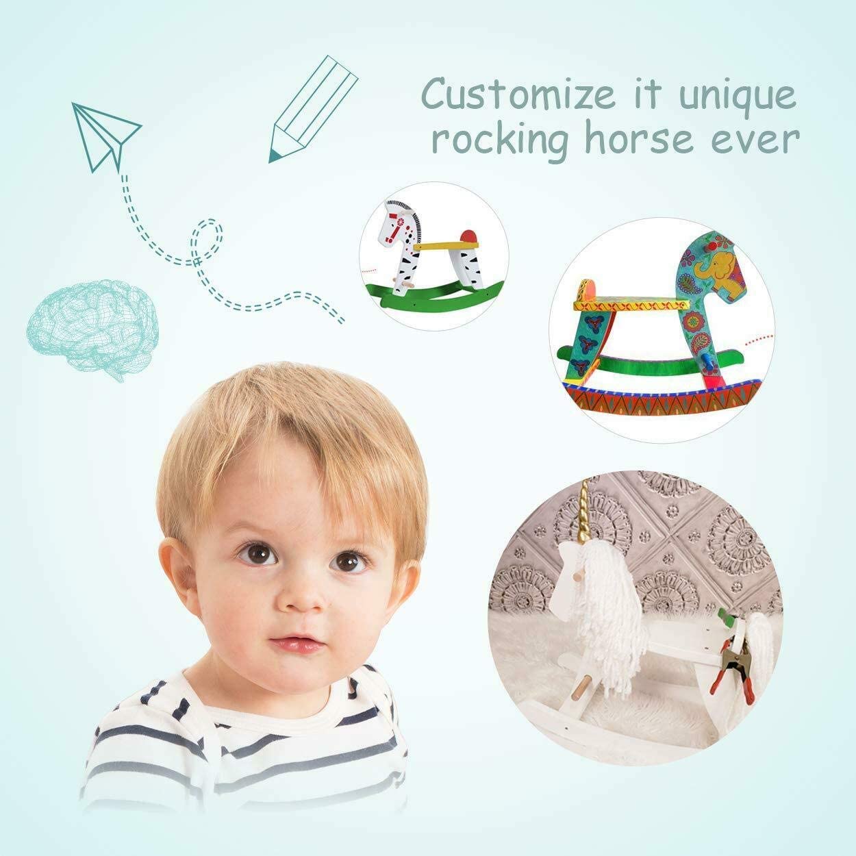 Wooden Rocking Horse, Baby Wood Ride On Toys for 18 Months Up-Toppalletfly