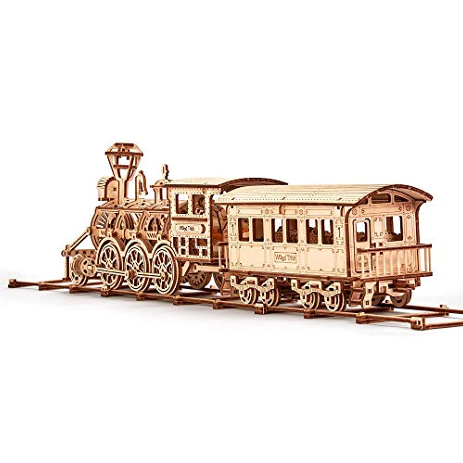 Wooden Toy Train Set with Railway - 34x7″ - Locomotive Train Toy Mechanical Model Kit - 3D Wooden Puzzle-Toppalletfly