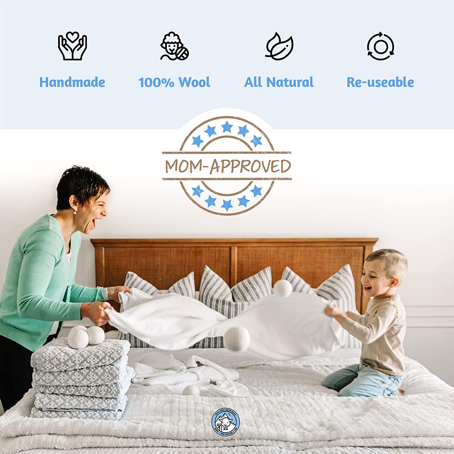 Wool Dryer Balls, 6 Pack XL, Natural Fabric Softener, Award-Winning, Replaces Dryer Sheets, Reusable-Toppalletfly