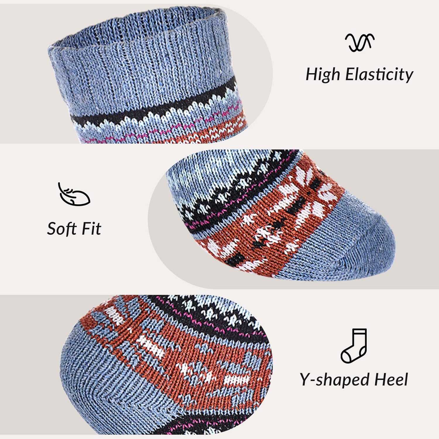 Wool Socks – Cozy, Warm, Thick Knit Socks for Women & Men, 2 Sets-Toppalletfly