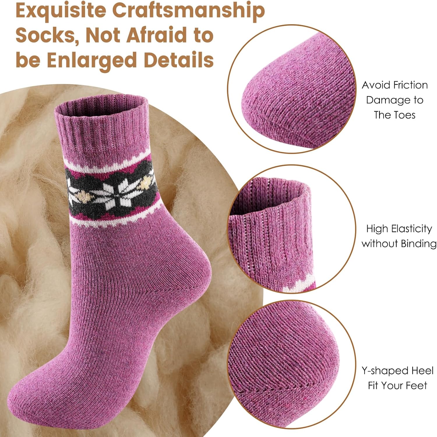 Wool Socks – Cozy, Warm, Thick Knit Socks for Women & Men, 2 Sets-Toppalletfly