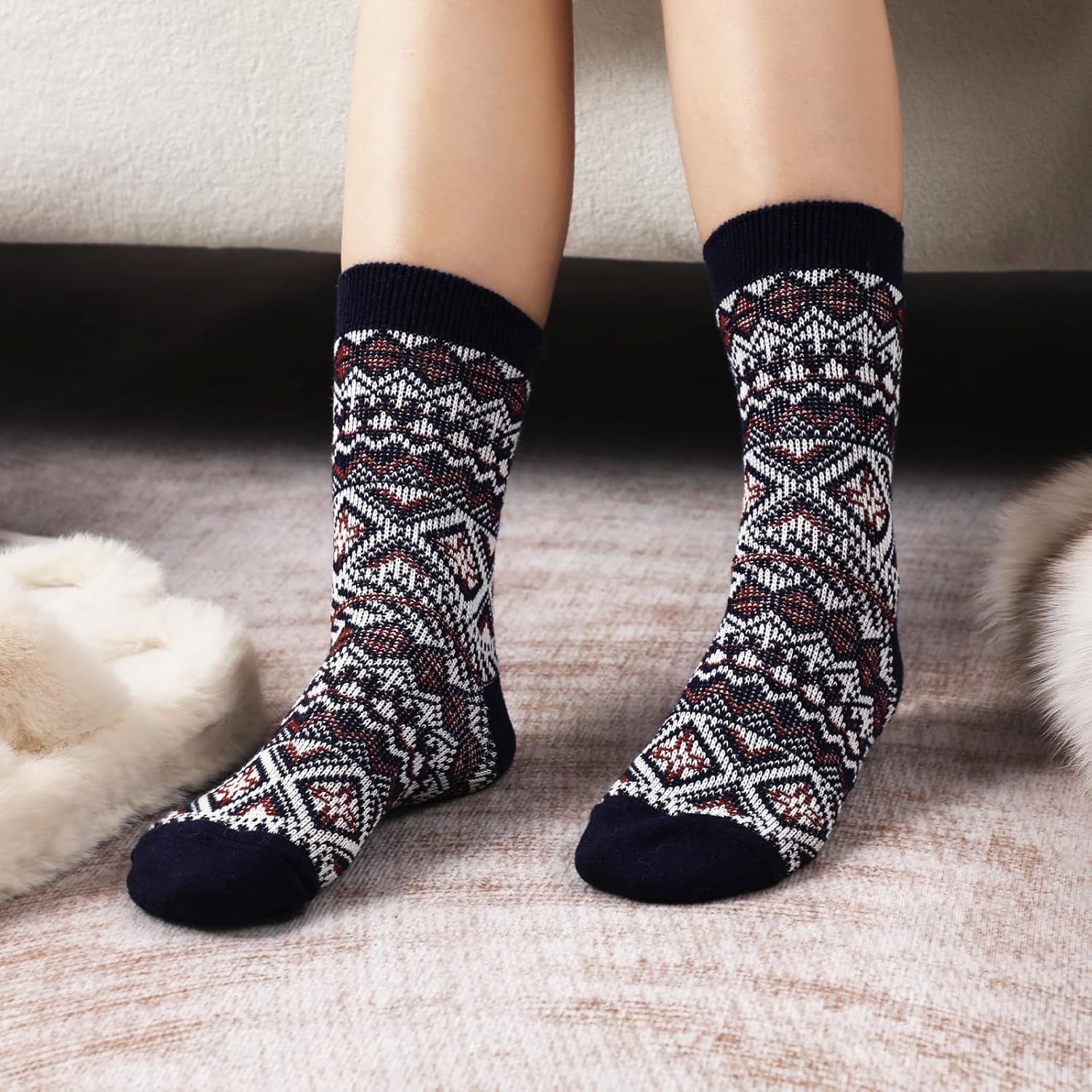 Wool Socks – Cozy, Warm, Thick Knit Socks for Women & Men, 2 Sets-Toppalletfly