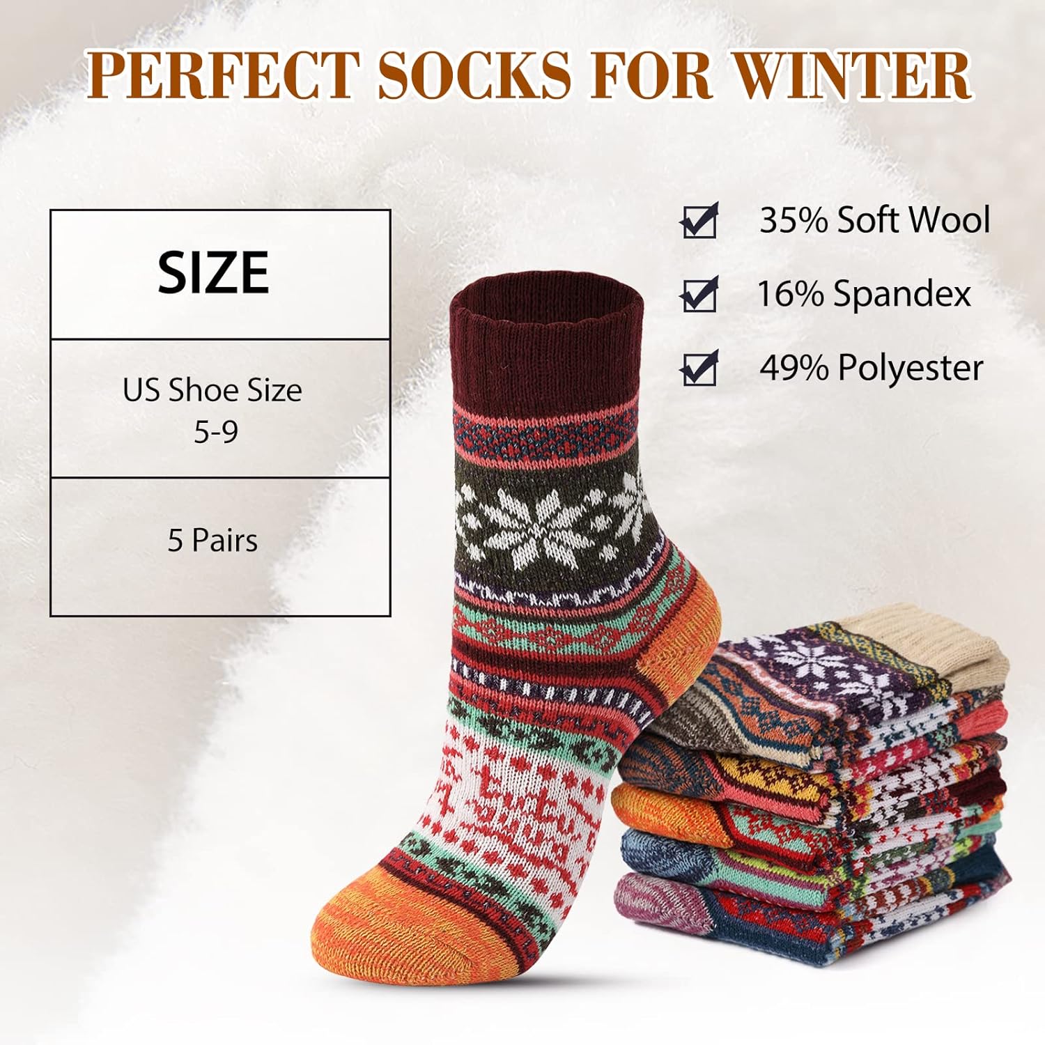 Wool Socks – Cozy, Warm, Thick Knit Socks for Women & Men, 2 Sets-Toppalletfly