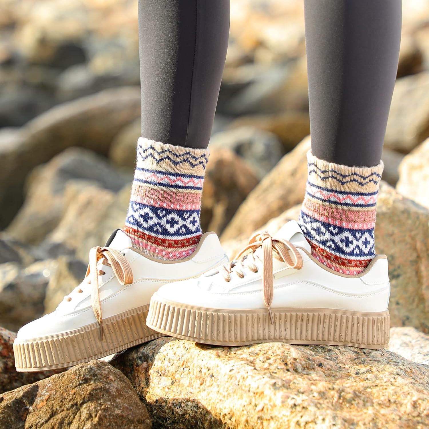 Wool Socks – Cozy, Warm, Thick Knit Socks for Women & Men, 2 Sets-Toppalletfly