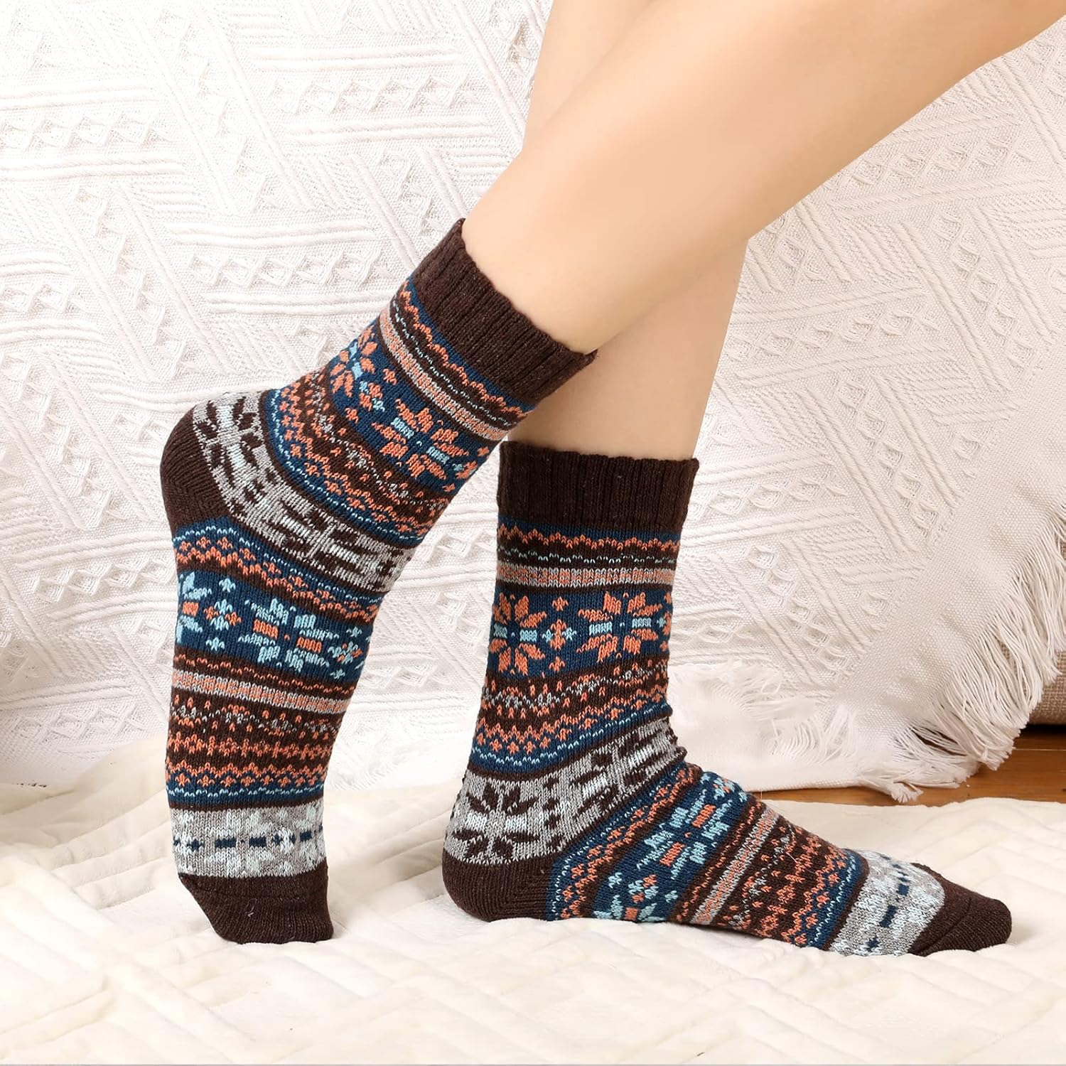 Wool Socks – Cozy, Warm, Thick Knit Socks for Women & Men, 2 Sets-Toppalletfly