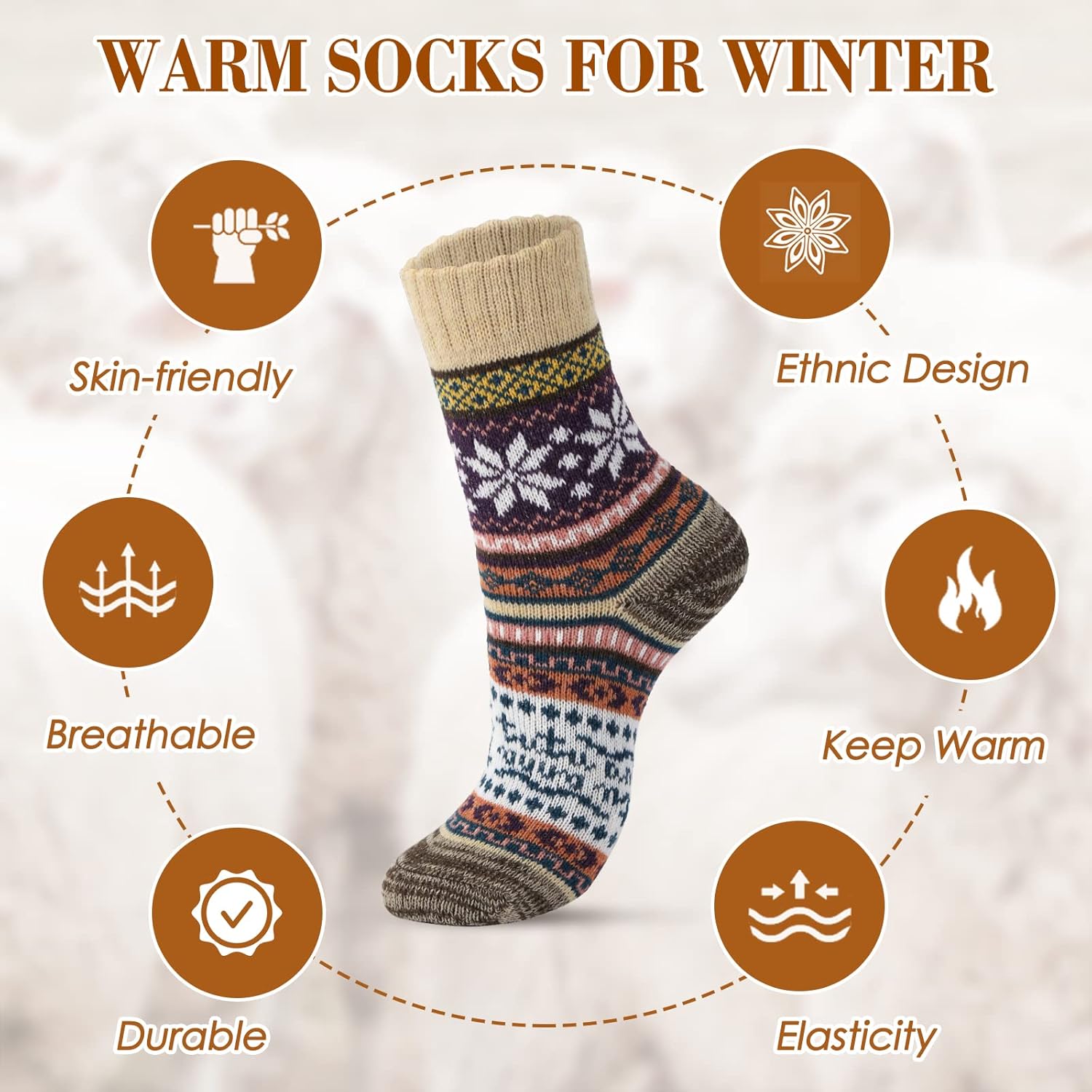 Wool Socks – Cozy, Warm, Thick Knit Socks for Women & Men, 2 Sets-Toppalletfly