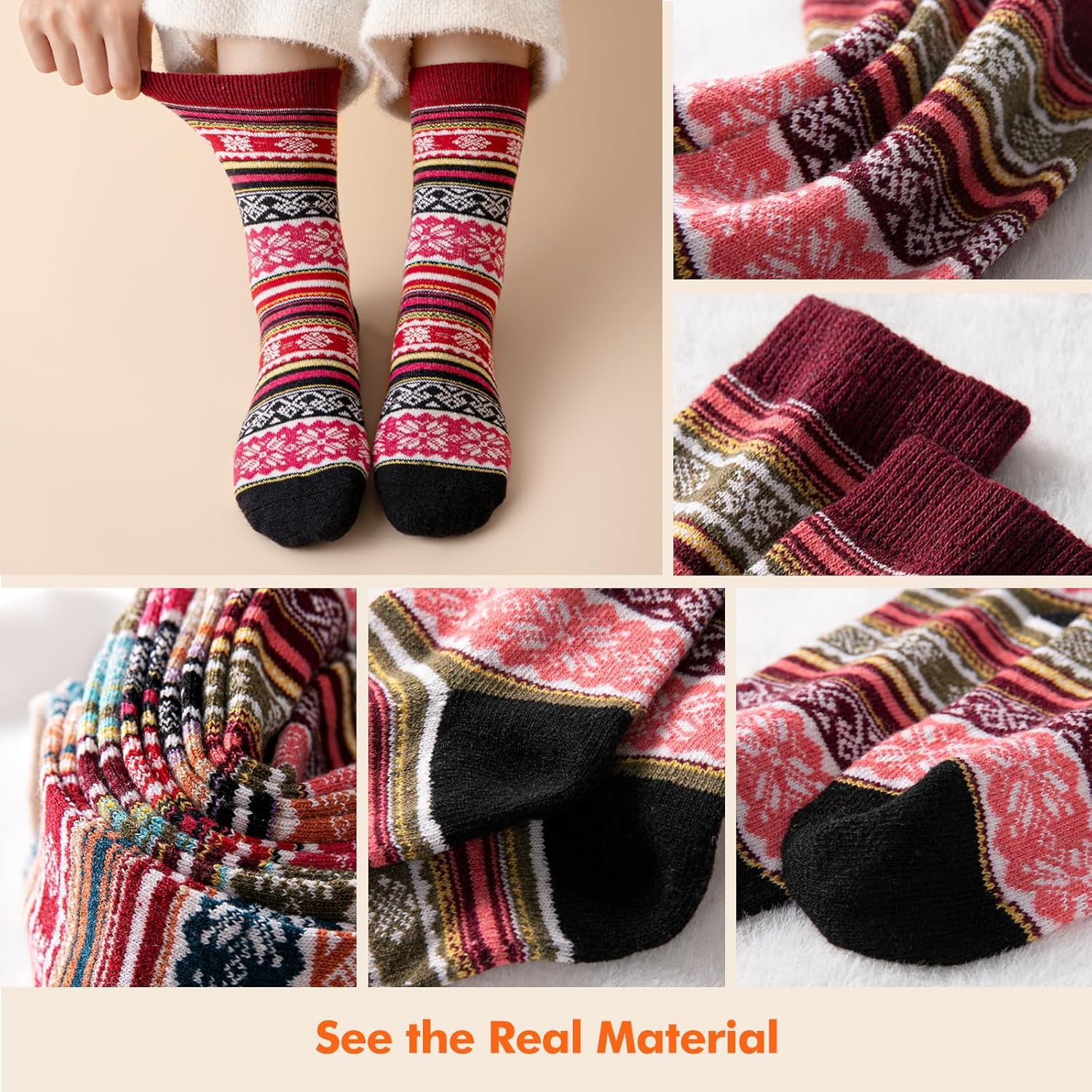 Wool Socks – Cozy, Warm, Thick Knit Socks for Women & Men, 2 Sets-Toppalletfly