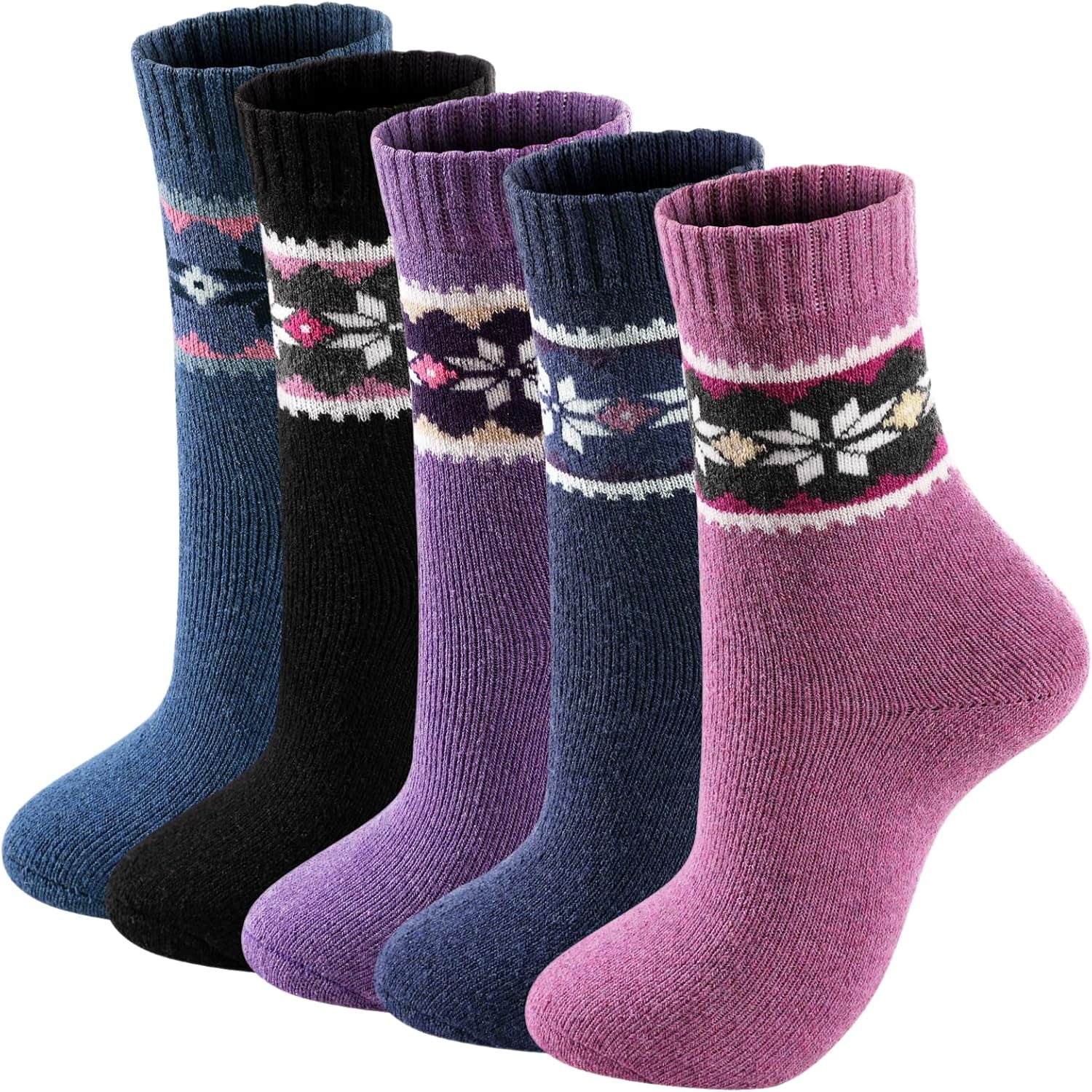 Wool Socks – Cozy, Warm, Thick Knit Socks for Women & Men, 2 Sets-Toppalletfly