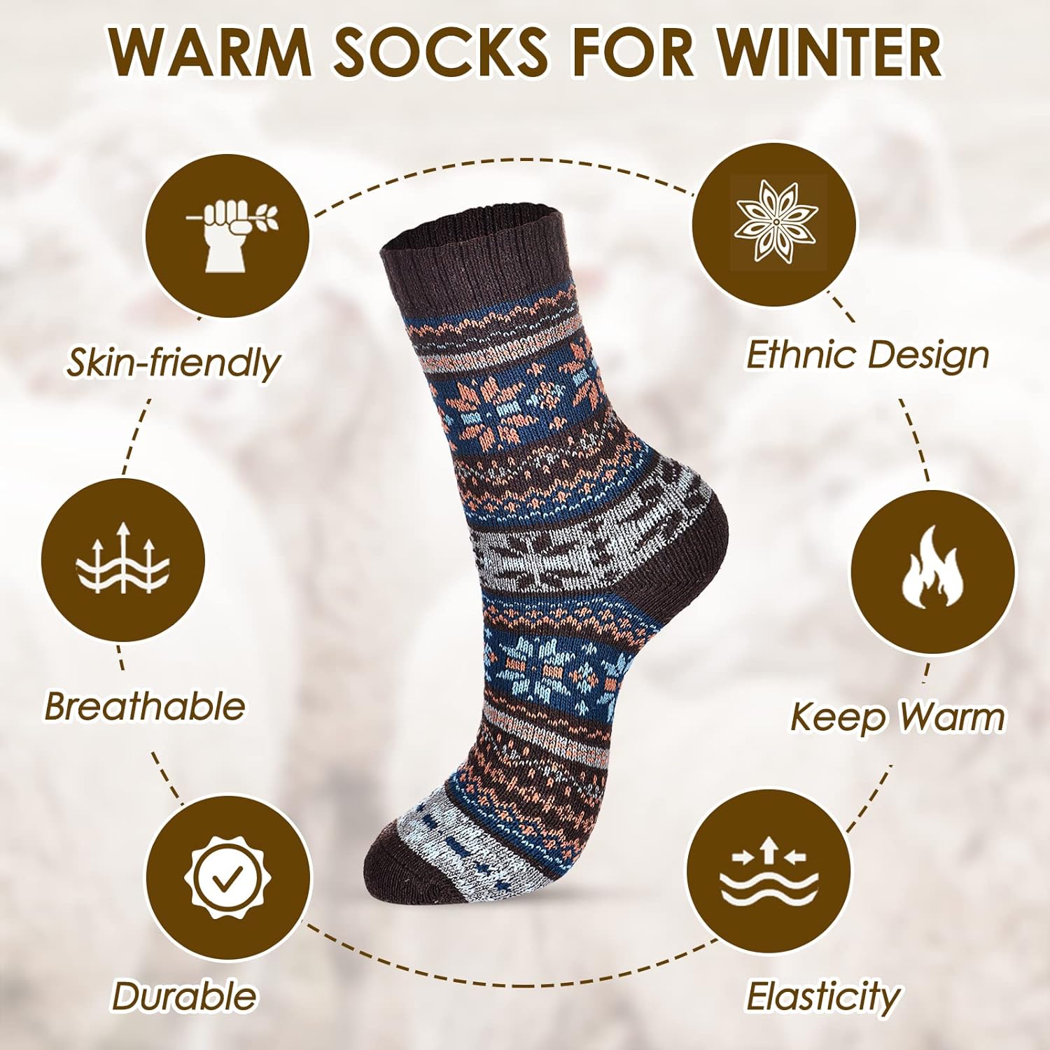 Wool Socks – Cozy, Warm, Thick Knit Socks for Women & Men, 2 Sets-Toppalletfly