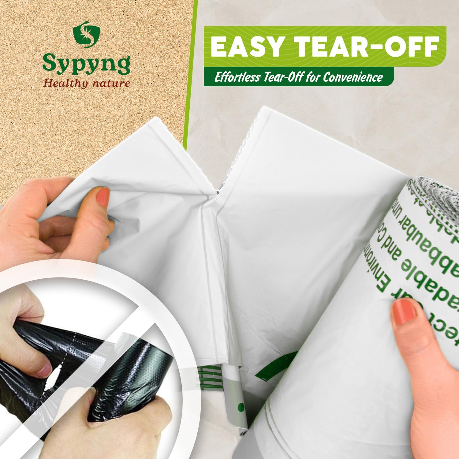 100% Biodegradable & Recyclable 13-17 Gallon Compost bags,Drawstring with Heavy Duty Garbage Bags 50 Counts-Toppalletfly