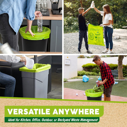 100% Biodegradable & Recyclable 13-17 Gallon Compost bags,Drawstring with Heavy Duty Garbage Bags 50 Counts-Toppalletfly