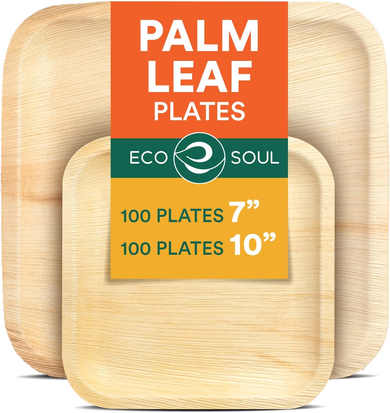 100% Compostable 10 Inch & 7 Inch Palm Leaf Plates 200-Pack Premium Disposable Plates Set Heavy Duty Eco-Friendly Bamboo Plates-Toppalletfly
