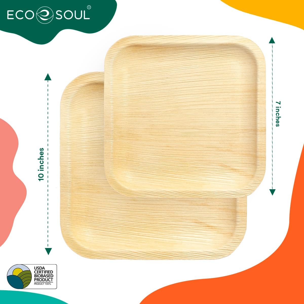 100% Compostable 10 Inch & 7 Inch Palm Leaf Plates 200-Pack Premium Disposable Plates Set Heavy Duty Eco-Friendly Bamboo Plates-Toppalletfly