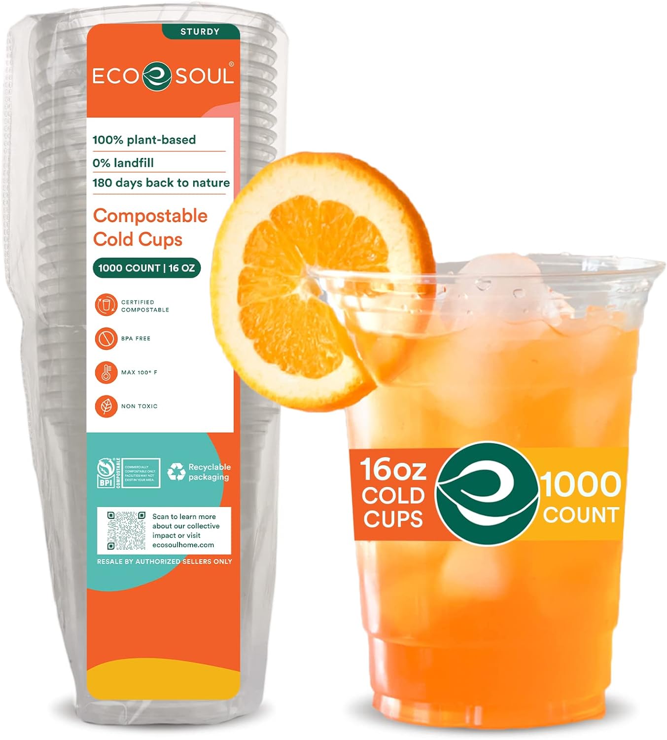 100% Compostable, Disposable Party Cups, Eco - friendly Party Cups 16 oz - Toppalletfly