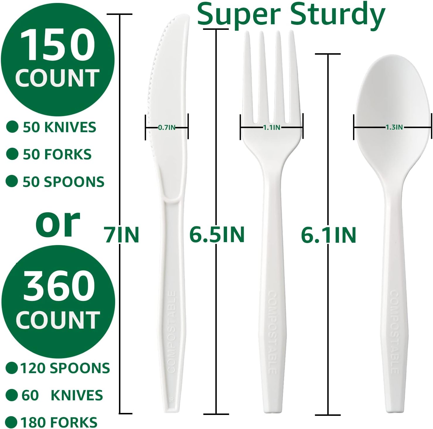 100% Eco Friendly Compostable No Plastic Knives Forks Spoons Utensils Set-Toppalletfly