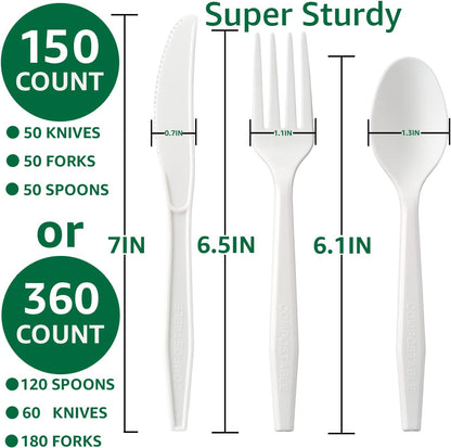 100% Eco Friendly Compostable No Plastic Knives Forks Spoons Utensils Set-Toppalletfly