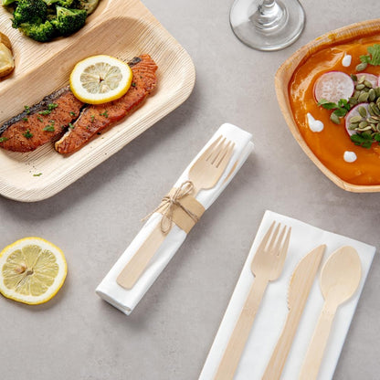100 Eco-Friendly Wooden Cutlery Sets 6.75 Inch-Toppalletfly