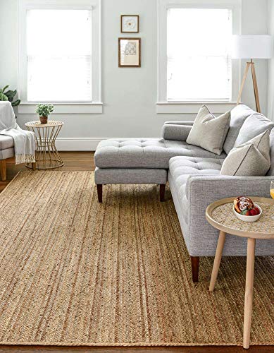 100% Jute Area Rug, Braided Design Hand Woven Dyed Natural Fibers Carpet-Toppalletfly