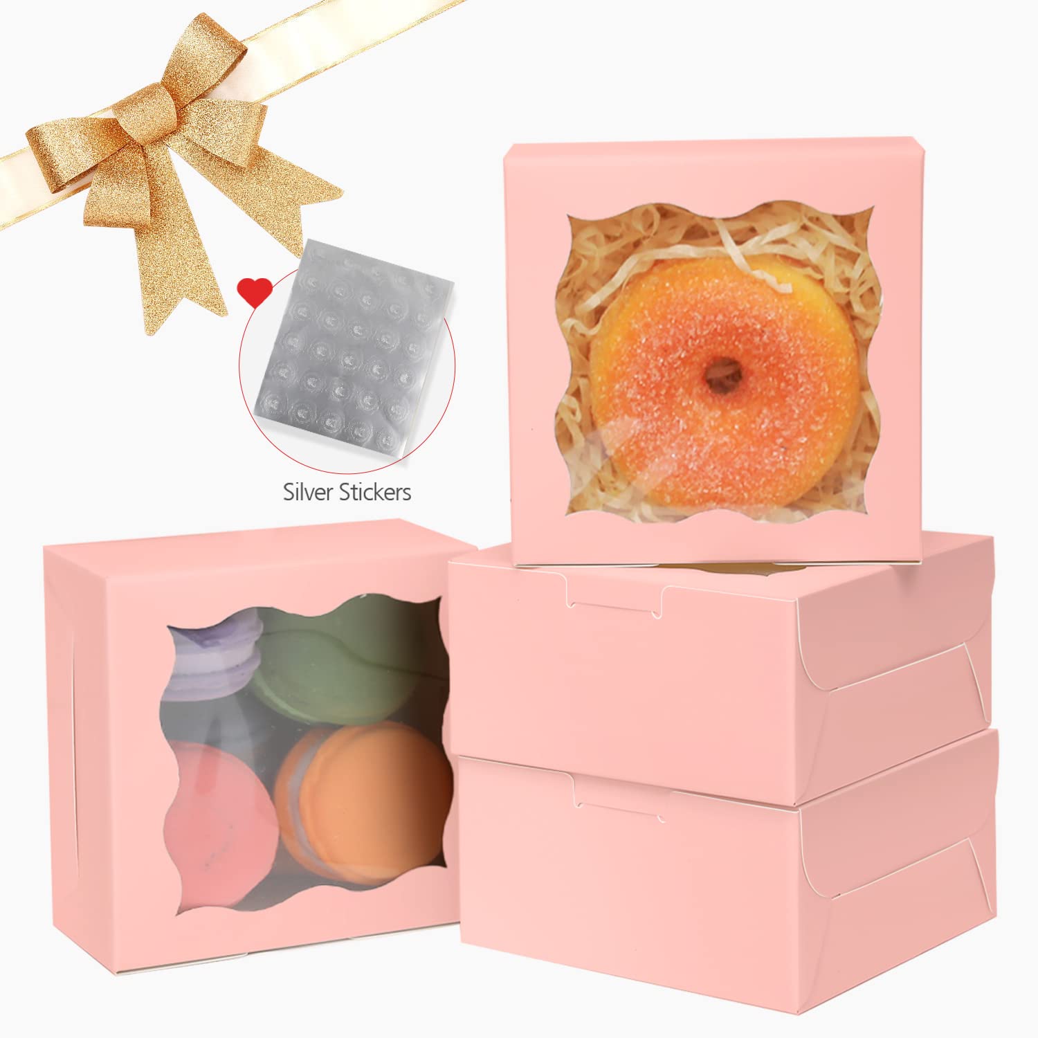 100pcs 6x6x3 Bakery Boxes with Window – Sturdy Macaron & Cookie Packaging-Toppalletfly