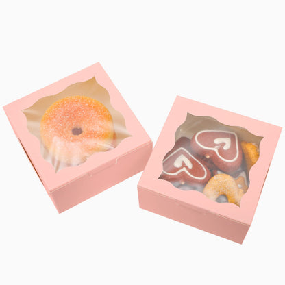 100pcs 6x6x3 Bakery Boxes with Window – Sturdy Macaron & Cookie Packaging-Toppalletfly
