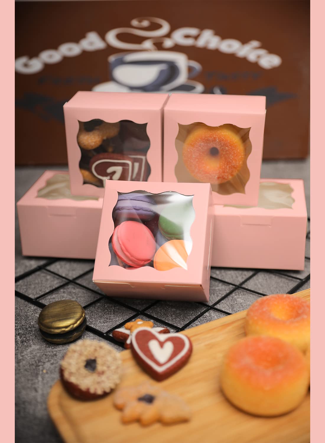 100pcs 6x6x3 Bakery Boxes with Window – Sturdy Macaron & Cookie Packaging-Toppalletfly