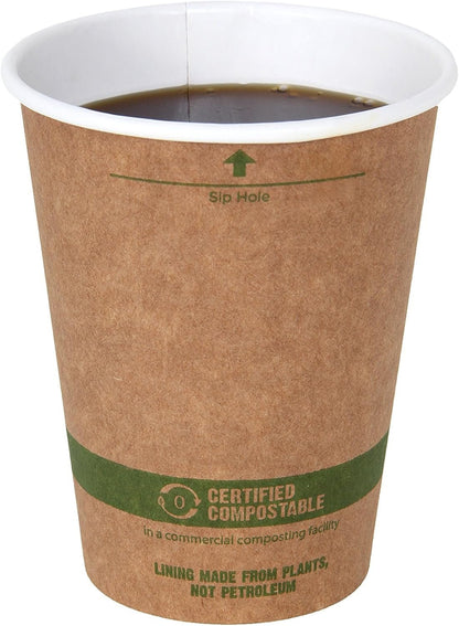 12 Ounce Kraft Coffee Hot Cup and Lid Combo, 50 Pack-Toppalletfly
