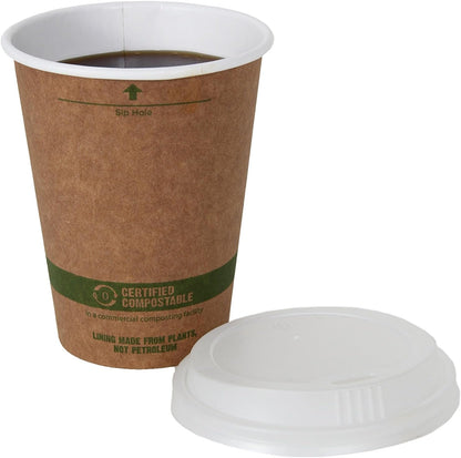 12 Ounce Kraft Coffee Hot Cup and Lid Combo, 50 Pack-Toppalletfly