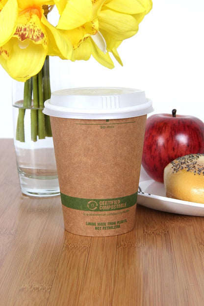 12 Ounce Kraft Coffee Hot Cup and Lid Combo, 50 Pack-Toppalletfly
