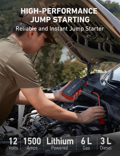 1500A Car Battery Jump Starter for Gas & Diesel Engines with Flashlight-Toppalletfly
