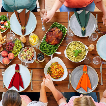 16-Piece Fall Napkin Ring & Napkin Set – 8 Napkin Rings & 8 Washable Napkins for Thanksgiving & Autumn Decor-Toppalletfly