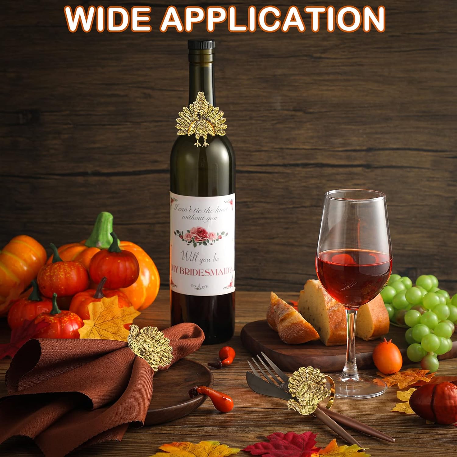 16-Piece Fall Napkin Ring & Napkin Set – 8 Napkin Rings & 8 Washable Napkins for Thanksgiving & Autumn Decor-Toppalletfly