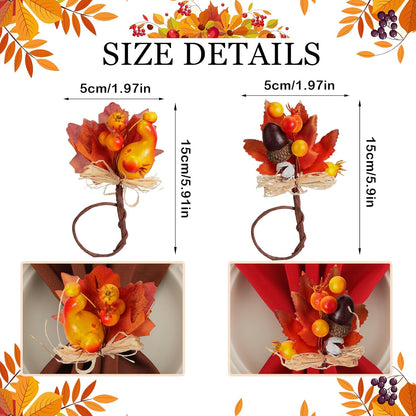 16-Piece Fall Napkin Ring & Napkin Set – 8 Napkin Rings & 8 Washable Napkins for Thanksgiving & Autumn Decor-Toppalletfly