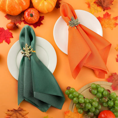 16-Piece Fall Napkin Ring & Napkin Set – 8 Napkin Rings & 8 Washable Napkins for Thanksgiving & Autumn Decor-Toppalletfly