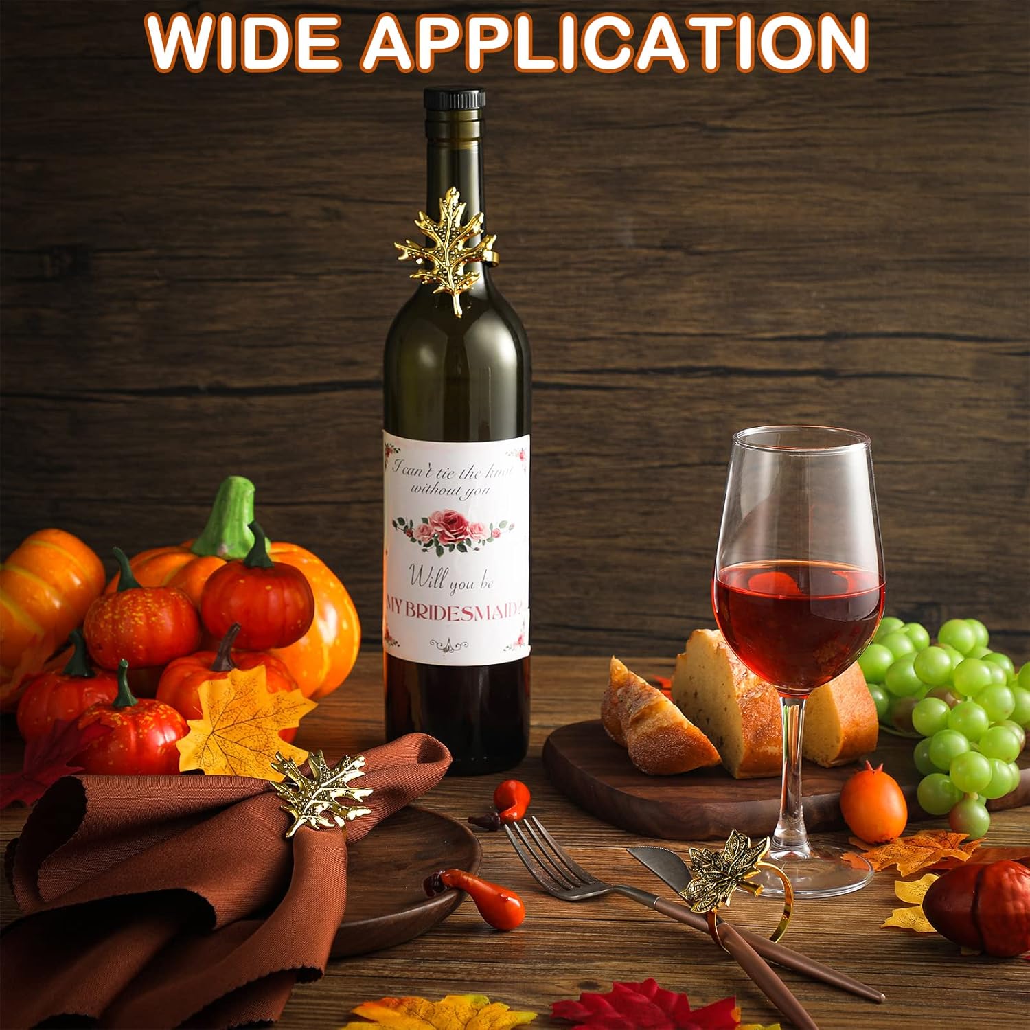 16-Piece Fall Napkin Ring & Napkin Set – 8 Napkin Rings & 8 Washable Napkins for Thanksgiving & Autumn Decor-Toppalletfly