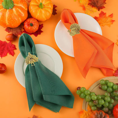 16-Piece Fall Napkin Ring & Napkin Set – 8 Napkin Rings & 8 Washable Napkins for Thanksgiving & Autumn Decor-Toppalletfly