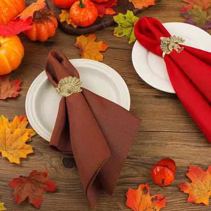 16-Piece Fall Napkin Ring & Napkin Set – 8 Napkin Rings & 8 Washable Napkins for Thanksgiving & Autumn Decor-Toppalletfly