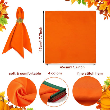 16-Piece Fall Napkin Ring & Napkin Set – 8 Napkin Rings & 8 Washable Napkins for Thanksgiving & Autumn Decor-Toppalletfly
