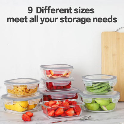 24 Piece Glass Food Storage Containers with Lids, Airtight Glass Lunch Bento Boxes, BPA Free & Leak Proof,12 lids, 12 Containers-Toppalletfly