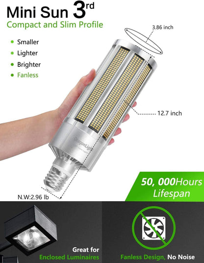 240 W Commercial Grade Corn LED Light Bulb Fanless, 1000 Watt MH/HPS Replacement, E39 Large Mogul Base LED Lamp 5000K Daylight 32,400Lumen-Toppalletfly