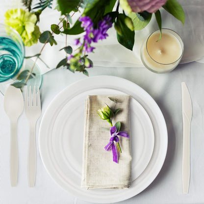 250 Piece Biodegradable Paper Plates Set, Disposable Dinnerware Set, Eco Friendly Compostable Plates & Utensil include Plates, Forks, Knives Spoons-Toppalletfly