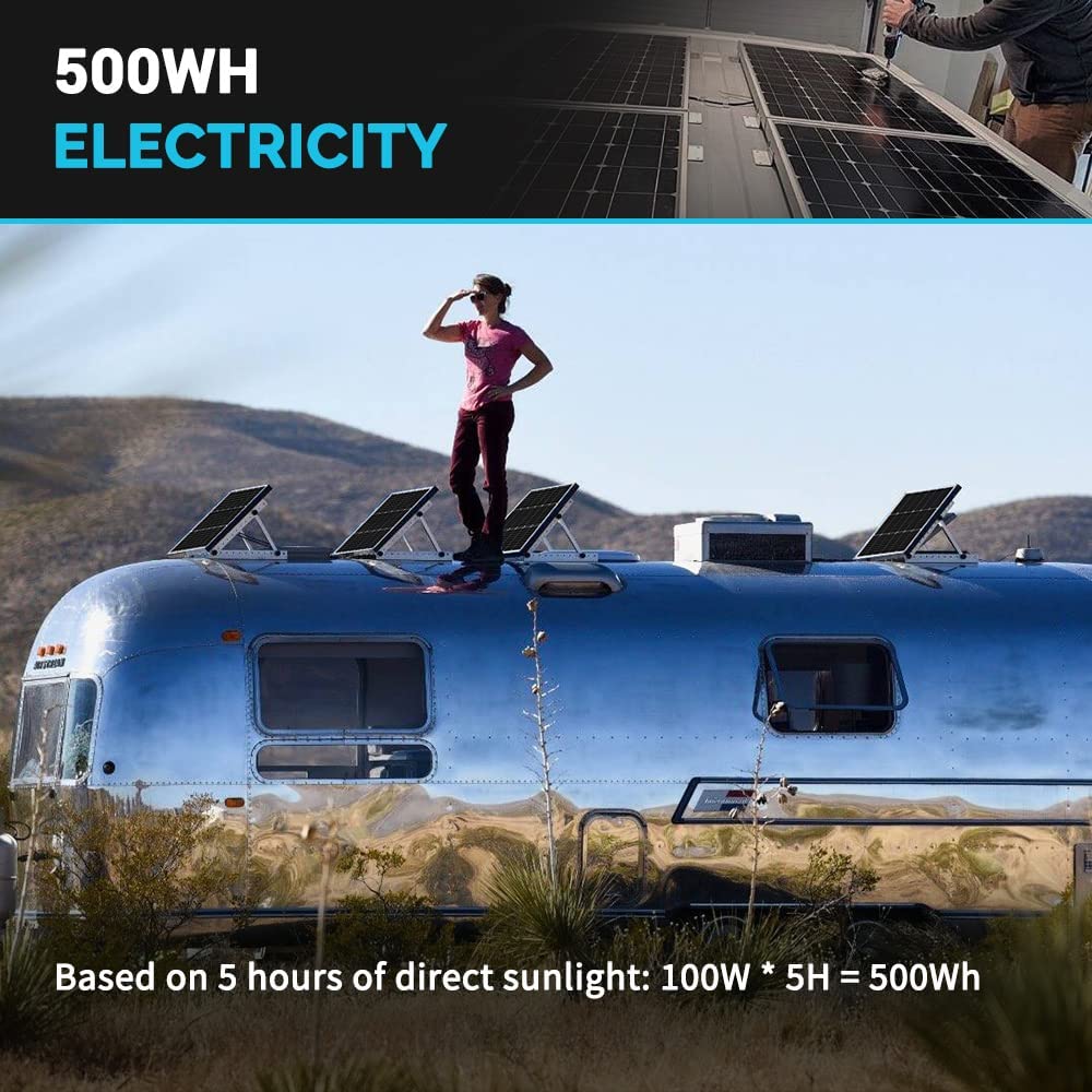 2PCS 100 Watt Solar Panels, 12 Volt Monocrystalline, High-Efficiency Module PV Power Charger for RV Battery Boat and Other Off-Grid Applications-Toppalletfly