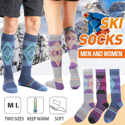 3 Pairs Wool Ski Socks for Womens Mens, Thermal Winter Warm Thick Knee High Socks for Skiing Snowboarding-Toppalletfly