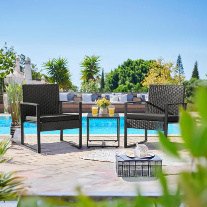 3 Pieces Patio Set Outdoor Wicker Furniture Sets Modern Rattan Chair Conversation Sets with Coffee Table-Toppalletfly