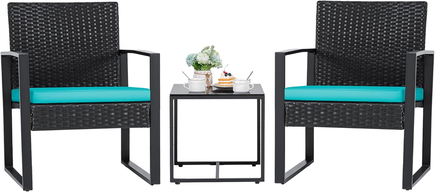 3 Pieces Patio Set Outdoor Wicker Furniture Sets Modern Rattan Chair Conversation Sets with Coffee Table-Toppalletfly