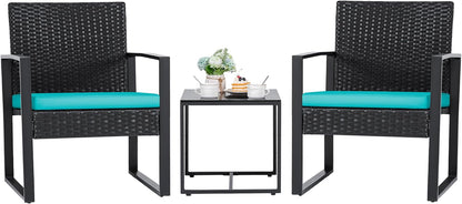 3 Pieces Patio Set Outdoor Wicker Furniture Sets Modern Rattan Chair Conversation Sets with Coffee Table-Toppalletfly