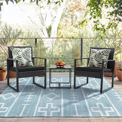 3 Pieces Patio Set Outdoor Wicker Furniture Sets Modern Rattan Chair Conversation Sets with Coffee Table-Toppalletfly