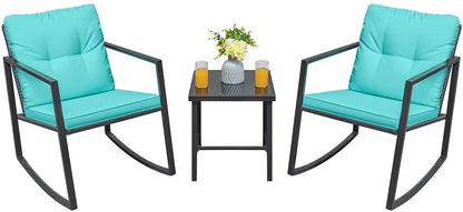 3 Pieces Rocking Wicker Bistro Set, Patio Outdoor Furniture - Toppalletfly