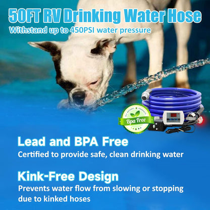 30FT Heated Water Hose for RV - Smart Thermostat, Upgraded for Winter Use to - 45℉-Toppalletfly