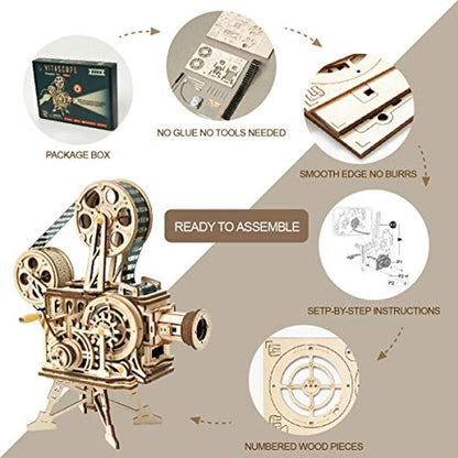 3D Wooden Puzzle Mechanical Model Kits for Adults DIY Craft Kits Vitascope-Toppalletfly